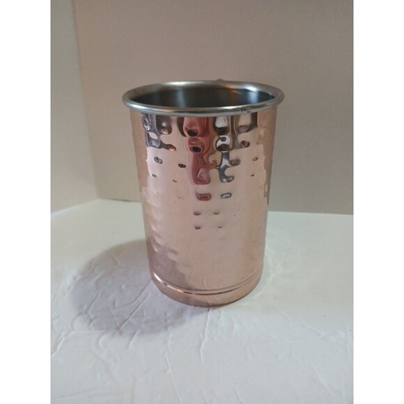 Vintage Mug-Hammered Copper- Wood Handle -5'inch-Stainless Steel Interior - Picture 4 of 16